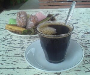 Coffee at a coffee shop in Aneuk Galong, Aceh Besar, in 2010. The photo does not show cannabis.