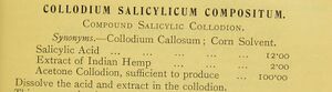 Printed formulary entry Collodium Salicylicum Compositum with its formula