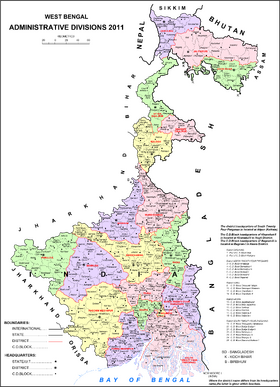 Administrative map of West Bengal