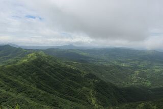 The Sahyadri hills in the monsoon from Sinhgad, near Pune