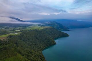 The shore of Lake Toba from the air