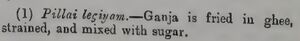 L. C. Miller's entry for pillai legiyam, in his evidence to the Indian Hemp Drugs Commission, printed in 1894