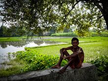 Local man resting in the shade. Patlakhawa, West Bengal - India